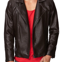 Black Motorbike Genuine Leather Jacket Men's Brando Front Fastening Zipper - Thumbnail 4