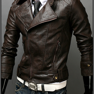 Brown men motorbike leather jacket brando shoulder epaulets tab collar handmade