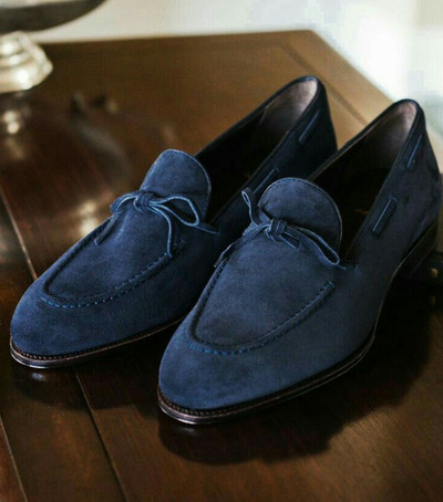 Latest Stylish Handmade Tassels Blue Moccasin Formal Dress Shoes For Gentlemen 