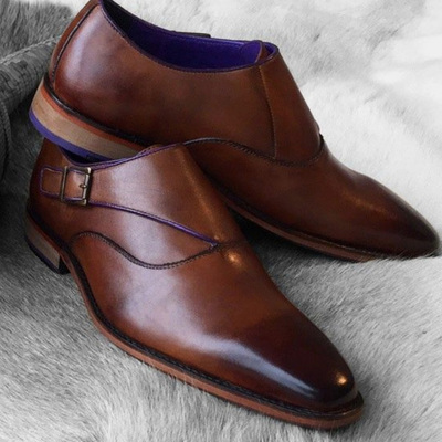 Awesome stylish customize brownish monkish party wear formal decent looking shoes in genuine leather for men