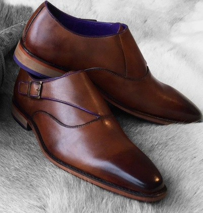 Awesome Stylish Customize Brownish Monkish Party Wear Formal Decent Looking Shoes In Genuine Leather For Men