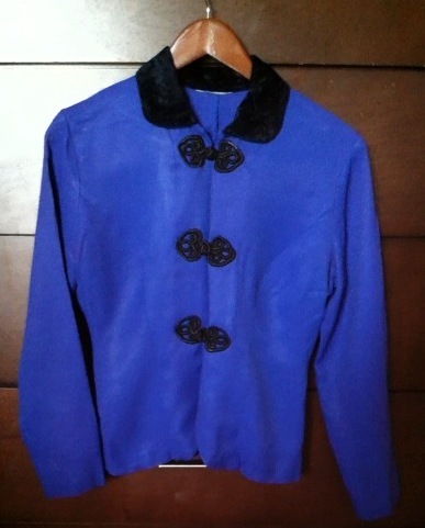 Royal Blue/Black Silk Blouse