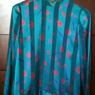 Neon multi silk blouse 
