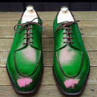 Stylish Handmade Men Paroot Greent Split Toe Formal Lace Up Shoes - Thumbnail 1