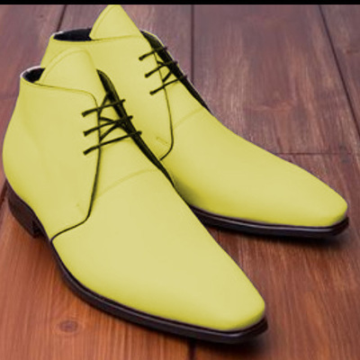 Men stylish leather beautiful yellow narrow toe chukka formal wear boot - Thumbnail 2