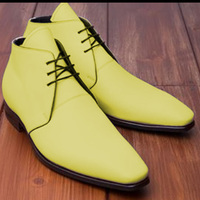 Men Stylish Leather Beautiful Yellow Narrow Toe Chukka Formal Wear Boot - Thumbnail 1