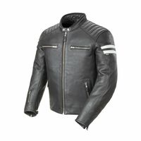 Customize Men Black Color Motorbike White Stripe Real Leather Safety Pads jacket - Thumbnail 4