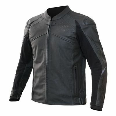 Handmade Men Black Color Motorbike Front Zipper Real Leather Safety Pads jacket