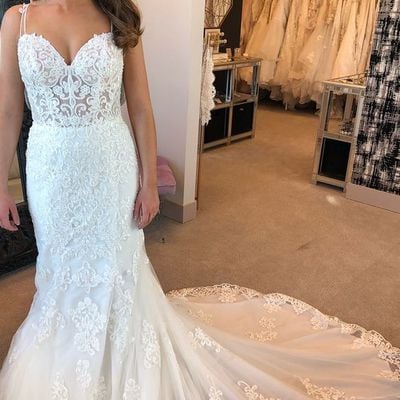 Vinatge sweetheart mermaid lace wedding dresses with train,bridal dresses