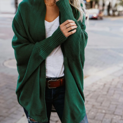 Bat sleeve large size knit cardigan coat