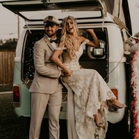 Simple Mermaid Bohemian Garden Wedding Dresses Off the Shoulder Delicate Lace Bridal Gowns - Thumbnail 1