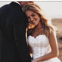 Rustic Wedding Dresses Sweetheart Lace Appliques Romantic Tulle A-Line Bridal Gowns - Thumbnail 1