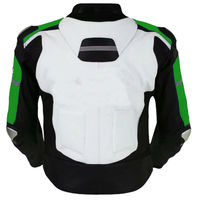 Men Black Green White Cont Motorbike Real Leather Safety Pads jacket Speed Hump - Thumbnail 1