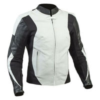 Two Tone Black White Cont Genuine Leather Motorcycle Perforated Handmade Jacket - Thumbnail 1