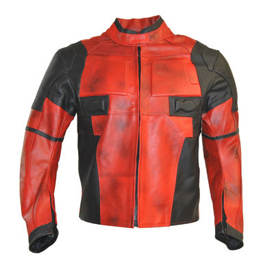 Two tone black red dead pool  jacket  motorcycle racing leather jacket