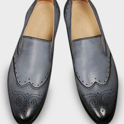 Decent handmade new grey loafer party wear shoes in genuine leather for gentlemen