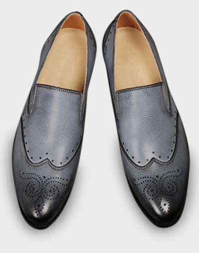 Decent Handmade New Grey Loafer Party Wear Shoes In Genuine Leather For Gentlemen