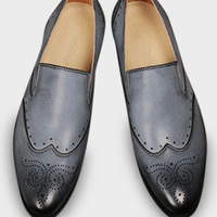 Decent Handmade New Grey Loafer Party Wear Shoes In Genuine Leather For Gentlemen - Thumbnail 1
