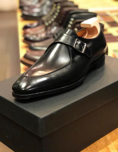 Awesome Customize Blackish Monk Handmade Leather Military Shoes For Men