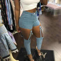 High Waist Casual Zipper Jeans - Thumbnail 1