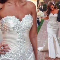 Mermaid Wedding Dresses Beaded Wedding Dress Ivory Bridal Gown,496 - Thumbnail 1