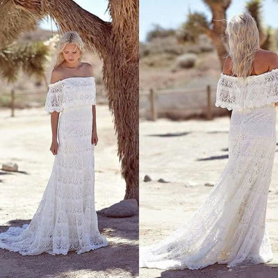 2019 lace bohemian wedding dresses off shoulder boho hippie bridal wedding gowns,497 - Thumbnail 5
