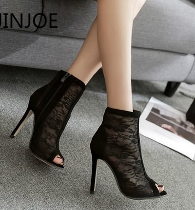 Sexy Black Lace High Heels Peep Toe Fashion Sandals F8761
