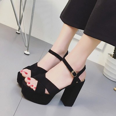 Sexy Cross Strap Suede High Heels Sandals F8766
