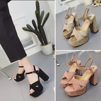 Sexy Cross Strap Suede High Heels Sandals F8766 - Thumbnail 1