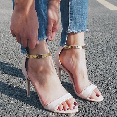 Ankle strap suede summer high heels sandals f8783