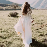 Vinatge Boho Wedding Dress with Long Sleeves - Thumbnail 1