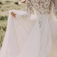 Vinatge Boho Wedding Dress with Long Sleeves - Thumbnail 3