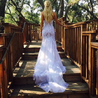 Vintage Lace Wedding Dresses,Mermaid Beach Wedding Dresses,Halter Bridal Gowns - Thumbnail 1