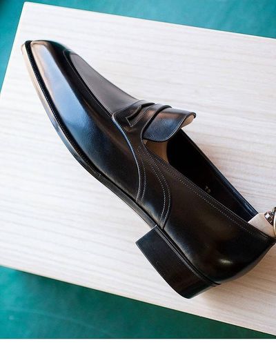 Handmade Men's black Leather Loafers, Custom Made Dress Shoes
