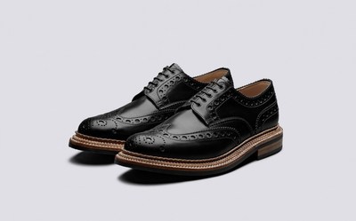 New Men's Handmade Black Wing Tip Brogue Leather Lace Up Dress Fashion Shoes