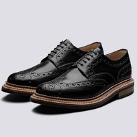 New Men's Handmade Black Wing Tip Brogue Leather Lace Up Dress Fashion Shoes - Thumbnail 4