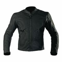 Perforated Men Black Motor Bike Front Zipper Genuine Leather Safety Pads jacket - Thumbnail 4