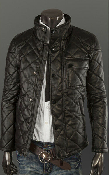 New Black Color Biker Handmade Slim Fit Quilted Genuine Cowhide Leather Jacket