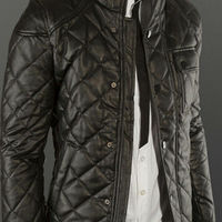New Black Color Biker Handmade Slim Fit Quilted Genuine Cowhide Leather Jacket - Thumbnail 1
