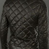 New Black Color Biker Handmade Slim Fit Quilted Genuine Cowhide Leather Jacket - Thumbnail 2