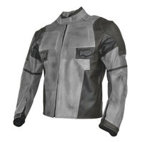 Two Tone Gray Black Dead Pool Motor Bike Genuine Real Leather Safety Pad jacket - Thumbnail 1
