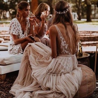 Deep v neck long wedding dresses bridal gown  - Thumbnail 4