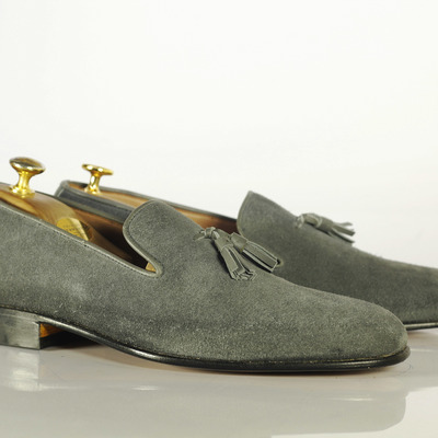 Gray suede slip on tussles moccasin shoes for men's  - Thumbnail 3