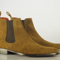 Men Tan Chelsea Boots, Men Ankle Boot, Men Dress Boots - Thumbnail 1