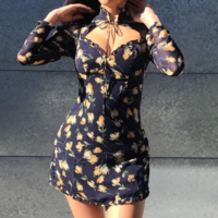 Long-Sleeved High-Necked Women'S Bag Hip Dress - Thumbnail 2