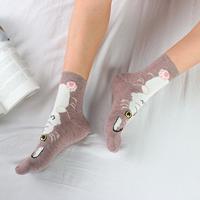 5 Pairs/Set Cute Cat Crew Socks - Thumbnail 1