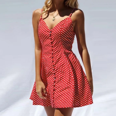 Sexy sling plaid pattern breasted dress - Thumbnail 5