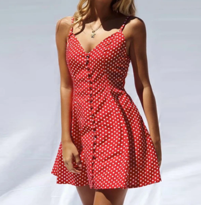 Sexy Sling Plaid Pattern Breasted Dress