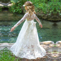 Cute Fairy Lace Long Sleeves Flower Girl Dress - Thumbnail 1