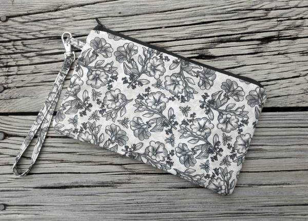 Black Flower Wristlet
